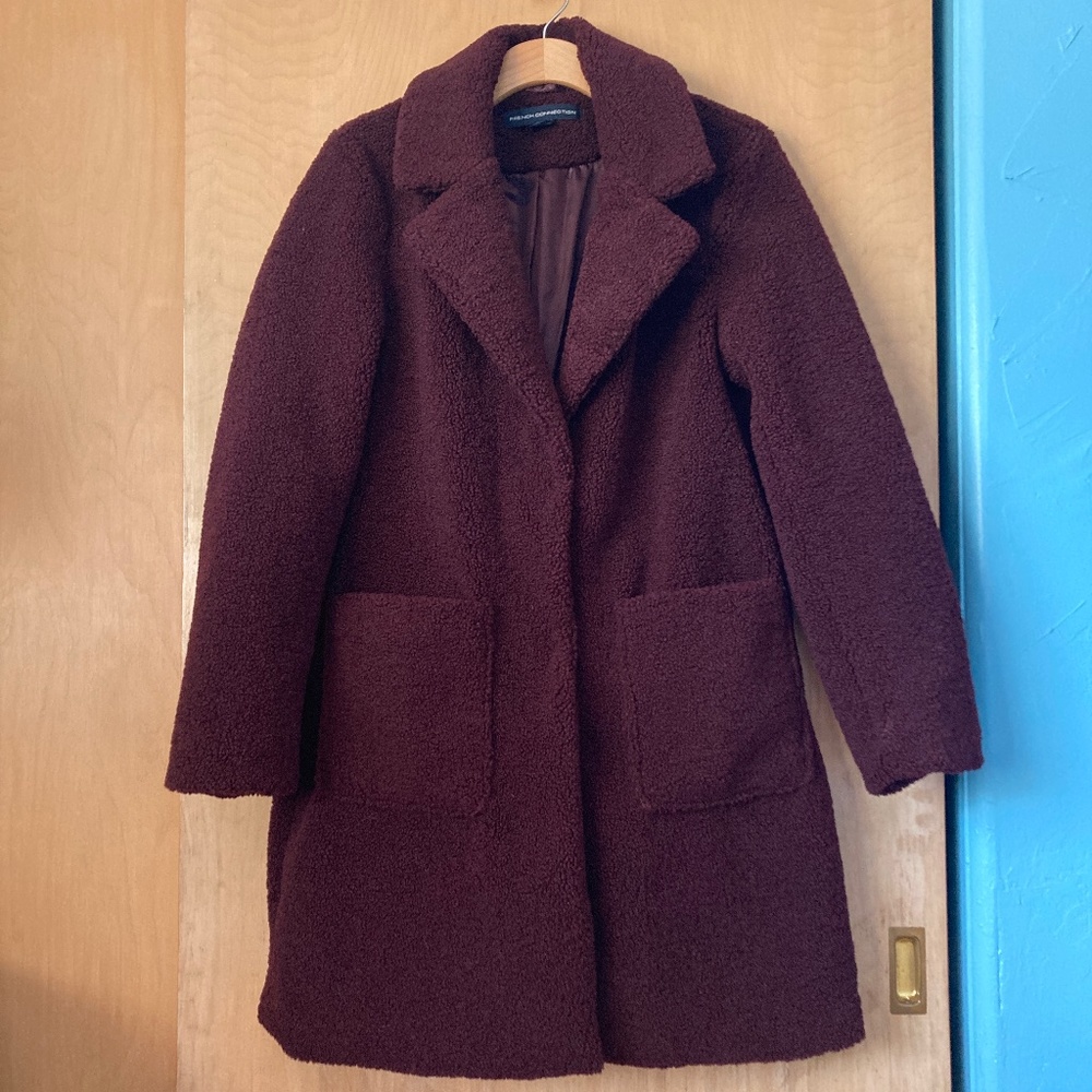 Fluffy Maroon Peacoat